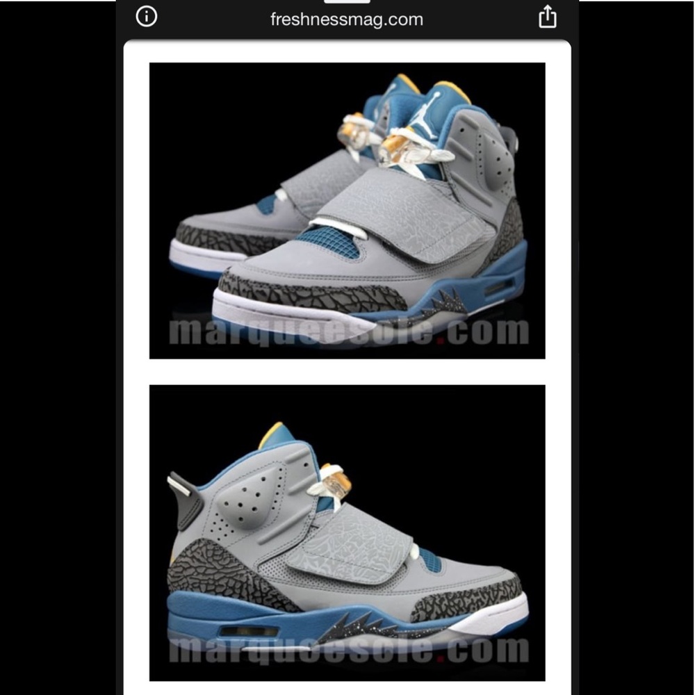 Air Jordan’s boys grey and blue Velcro straps. Jordan Son of Mars